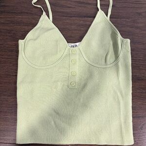 Green Ribbed Zara Tank Top
